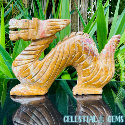 Banded Onyx Calcite Chinese Dragon Large Carving