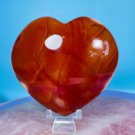 Carnelian Agate Heart Large Carving