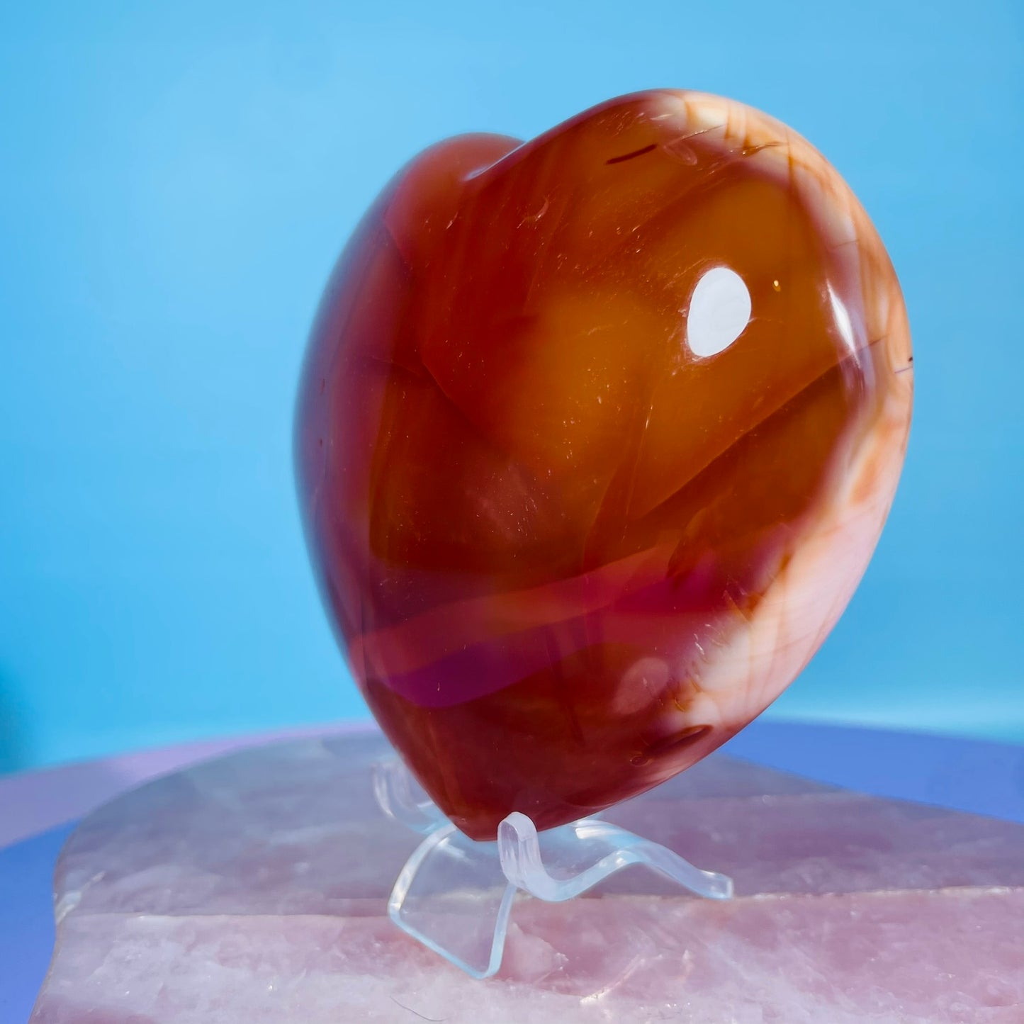 Carnelian Agate Heart Large Carving