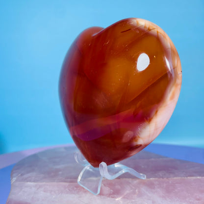 Carnelian Agate Heart Large Carving