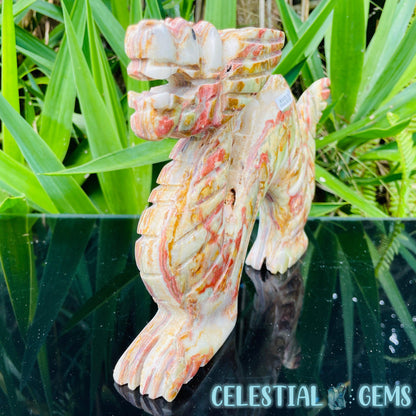 Banded Onyx Calcite Chinese Dragon Large Carving