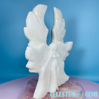 White Jade Six-Winged Angel (Seraphim) Large Carving