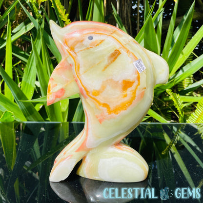 Banded Onyx Calcite Dolphin Large Carving