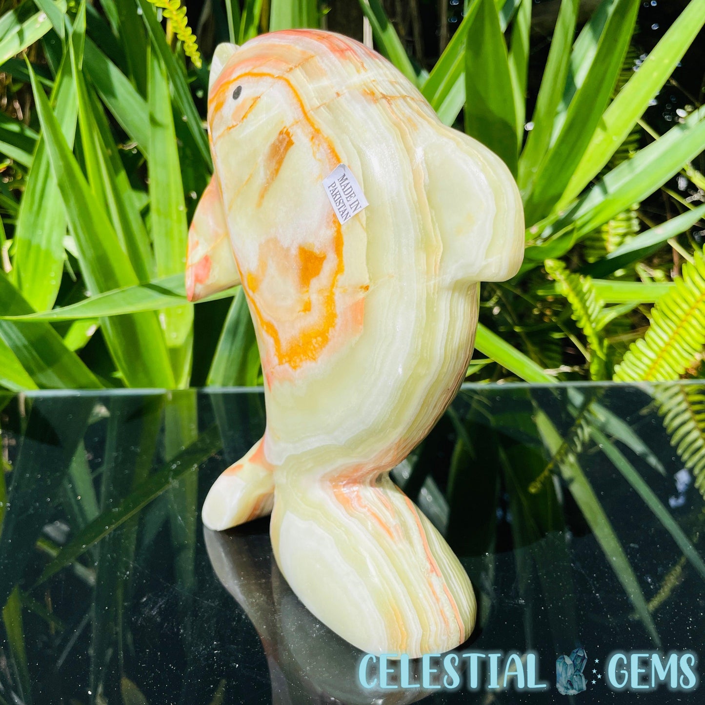 Banded Onyx Calcite Dolphin Large Carving