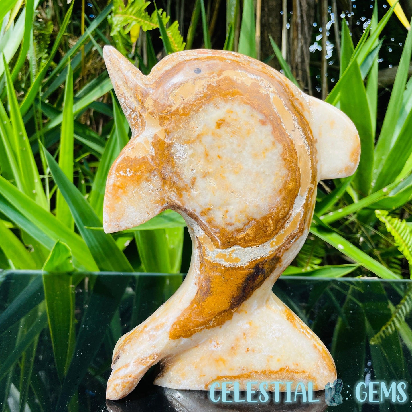 Banded Onyx Calcite Dolphin Large Carving