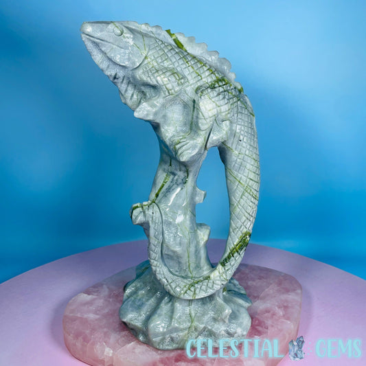 Green Vein Jade Iguana Lizard Large Carving