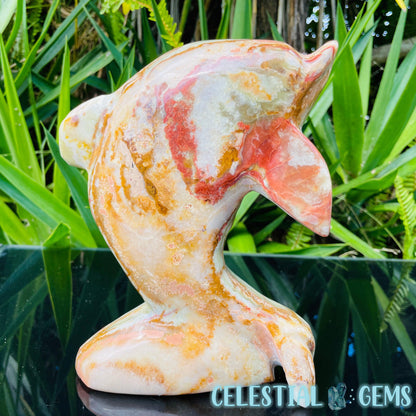 Banded Onyx Calcite Dolphin Large Carving