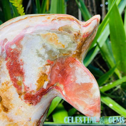 Banded Onyx Calcite Dolphin Large Carving