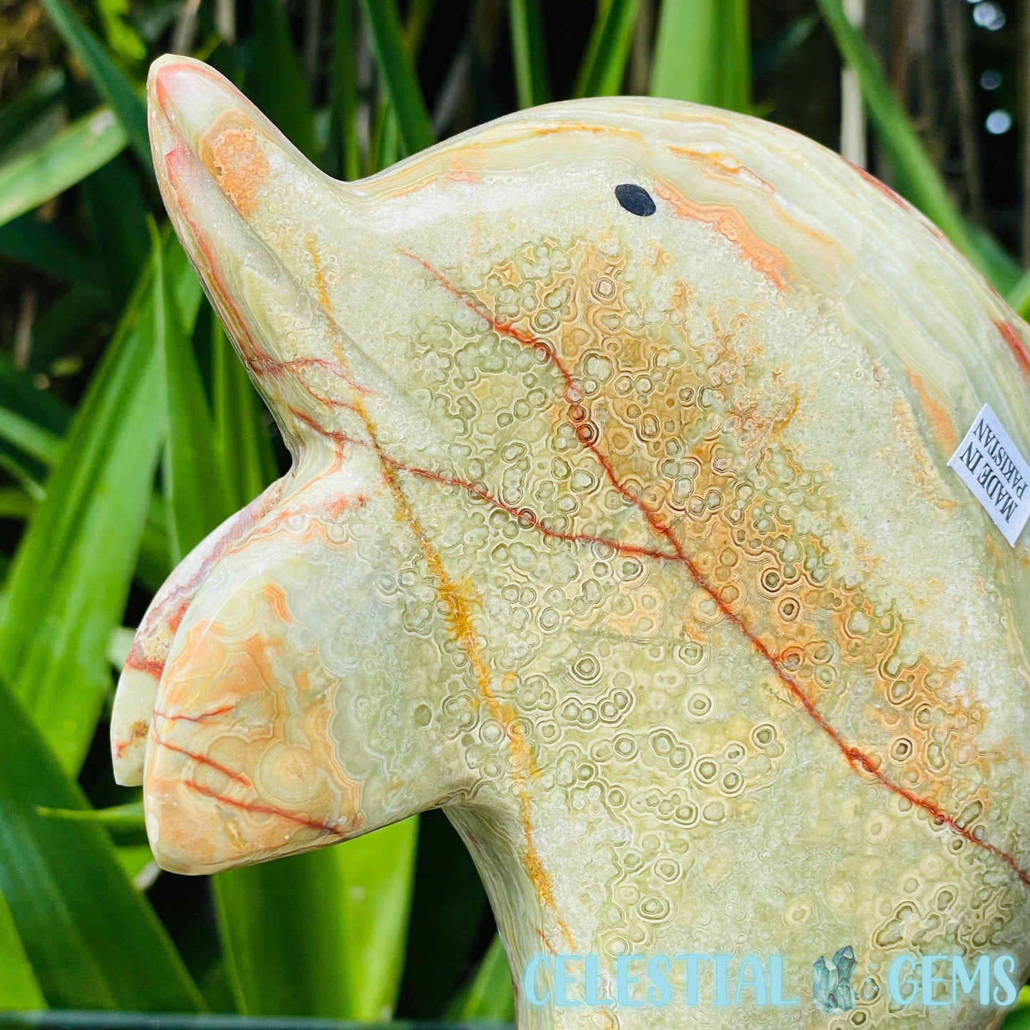 Banded Onyx Calcite Dolphin Large Carving