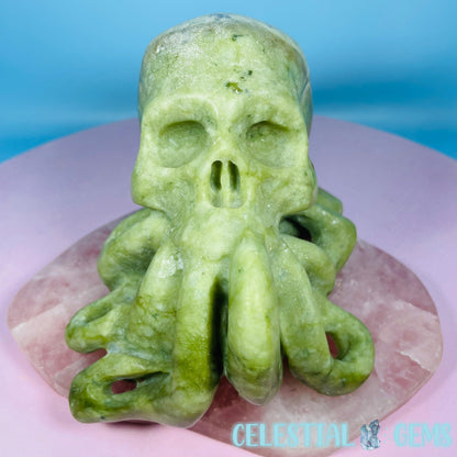 Green Jade Octopus Skull Large Carving