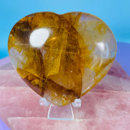Golden Healer Quartz Heart Medium Carving
