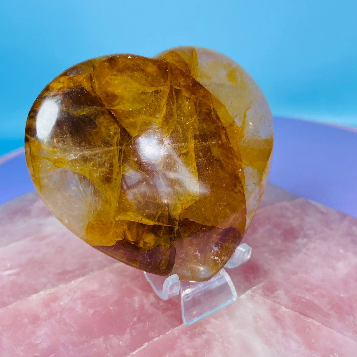 Golden Healer Quartz Heart Medium Carving
