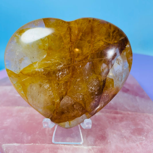Golden Healer Quartz Heart Medium Carving