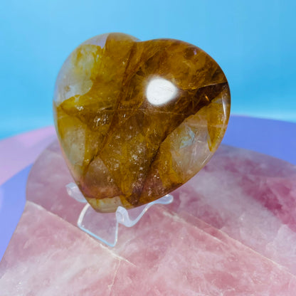Golden Healer Quartz Heart Medium Carving