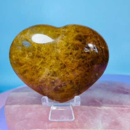 Golden Healer Quartz Heart Medium Carving