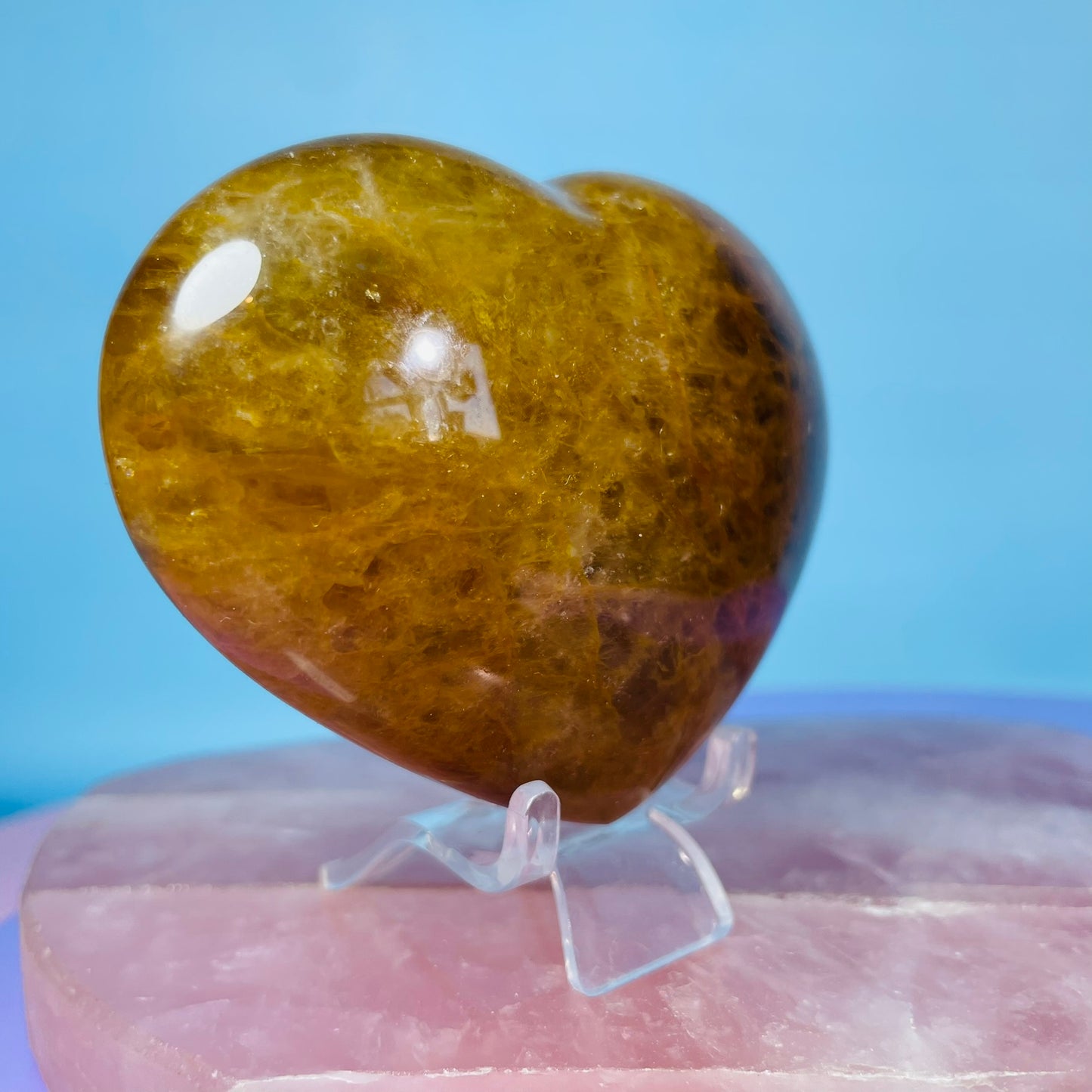 Golden Healer Quartz Heart Medium Carving