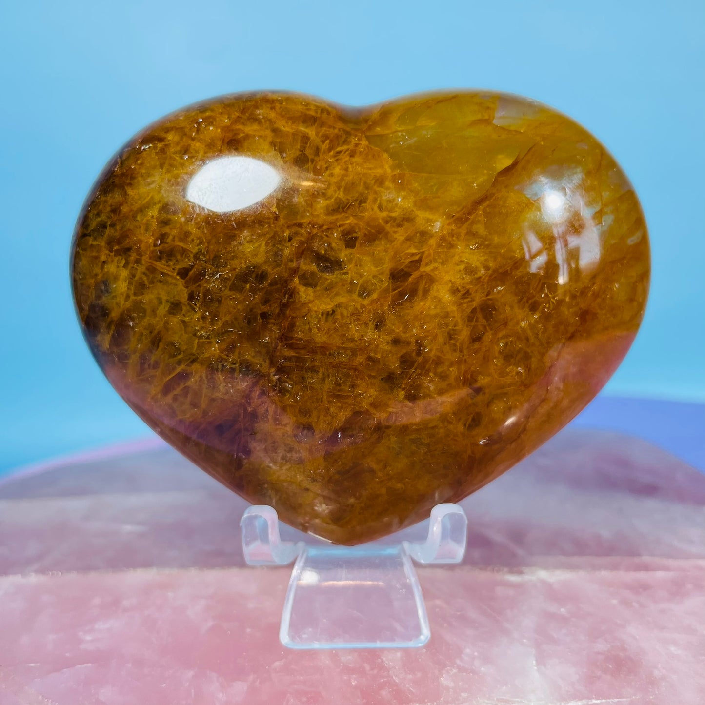 Golden Healer Quartz Heart Medium Carving