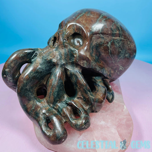 Hematite Jasper Octopus Skull Large Carving