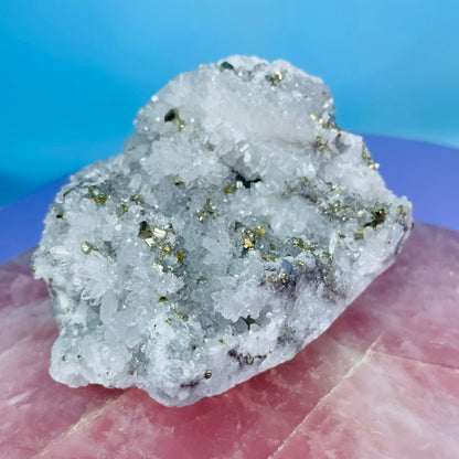 Chrysanthemum  Quartz + Pyrite + Wolframite Medium Cluster Specimen