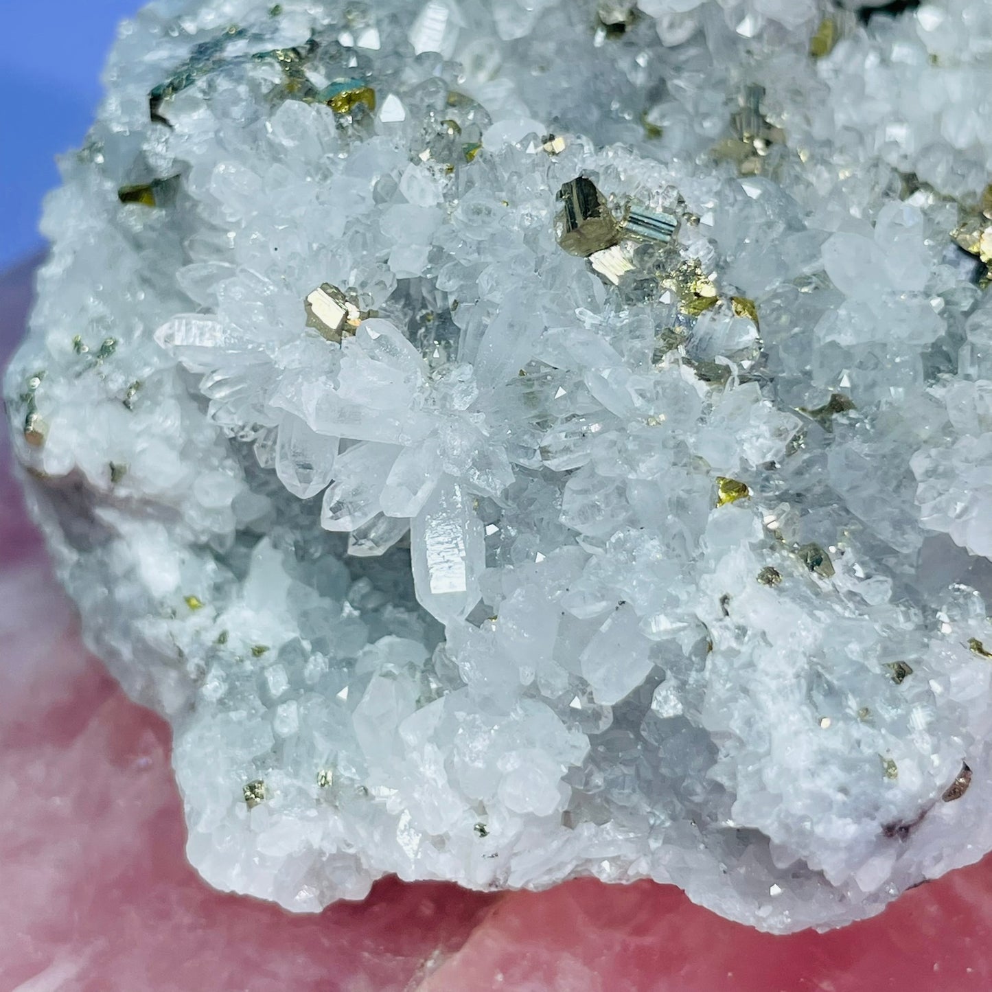 Chrysanthemum  Quartz + Pyrite + Wolframite Medium Cluster Specimen