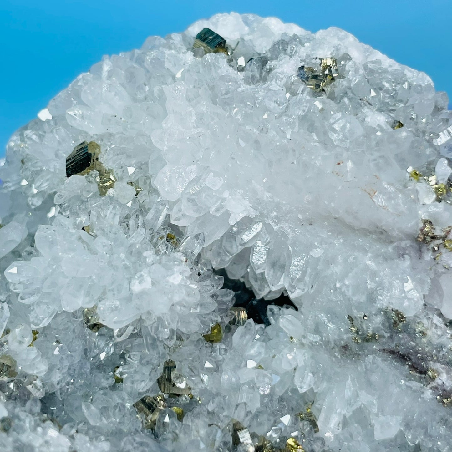 Chrysanthemum  Quartz + Pyrite + Wolframite Medium Cluster Specimen