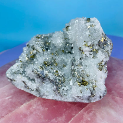 Chrysanthemum  Quartz + Pyrite + Wolframite Medium Cluster Specimen
