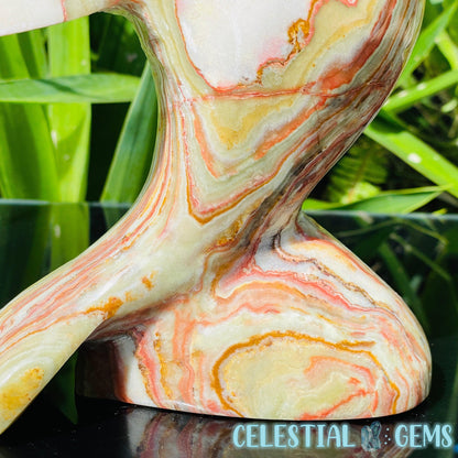 Banded Onyx Calcite Dolphin Large Carving