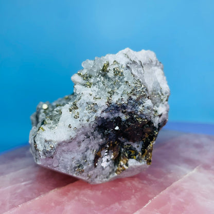 Chrysanthemum  Quartz + Pyrite + Wolframite Medium Cluster Specimen