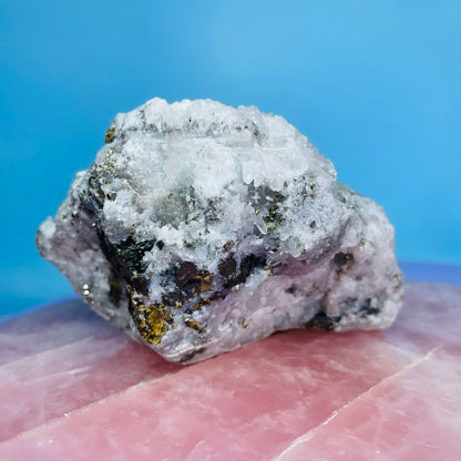 Chrysanthemum  Quartz + Pyrite + Wolframite Medium Cluster Specimen