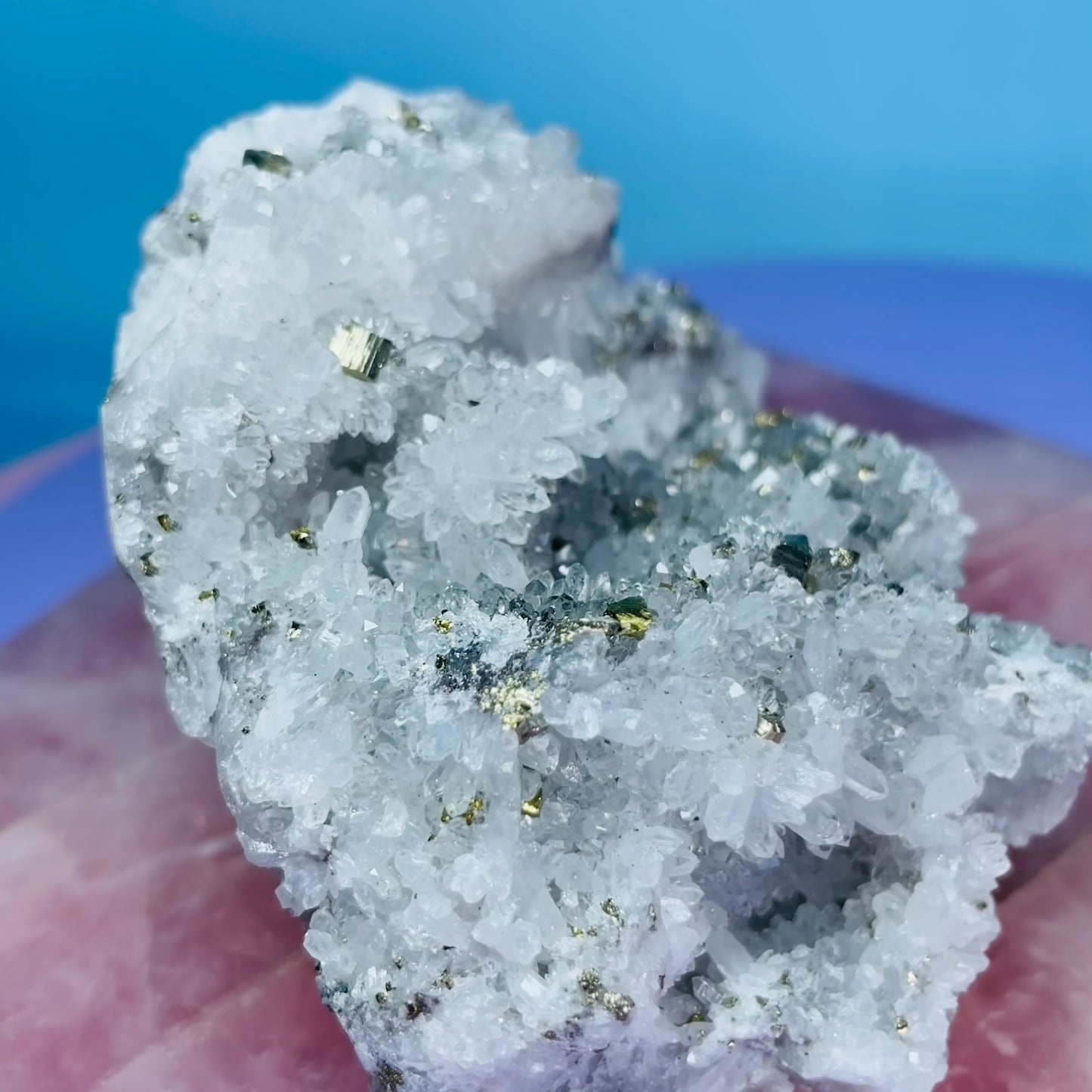 Chrysanthemum  Quartz + Pyrite + Wolframite Medium Cluster Specimen