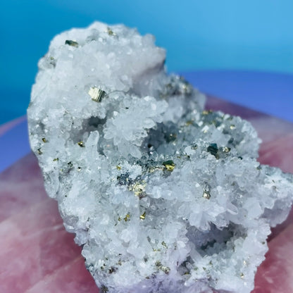 Chrysanthemum  Quartz + Pyrite + Wolframite Medium Cluster Specimen