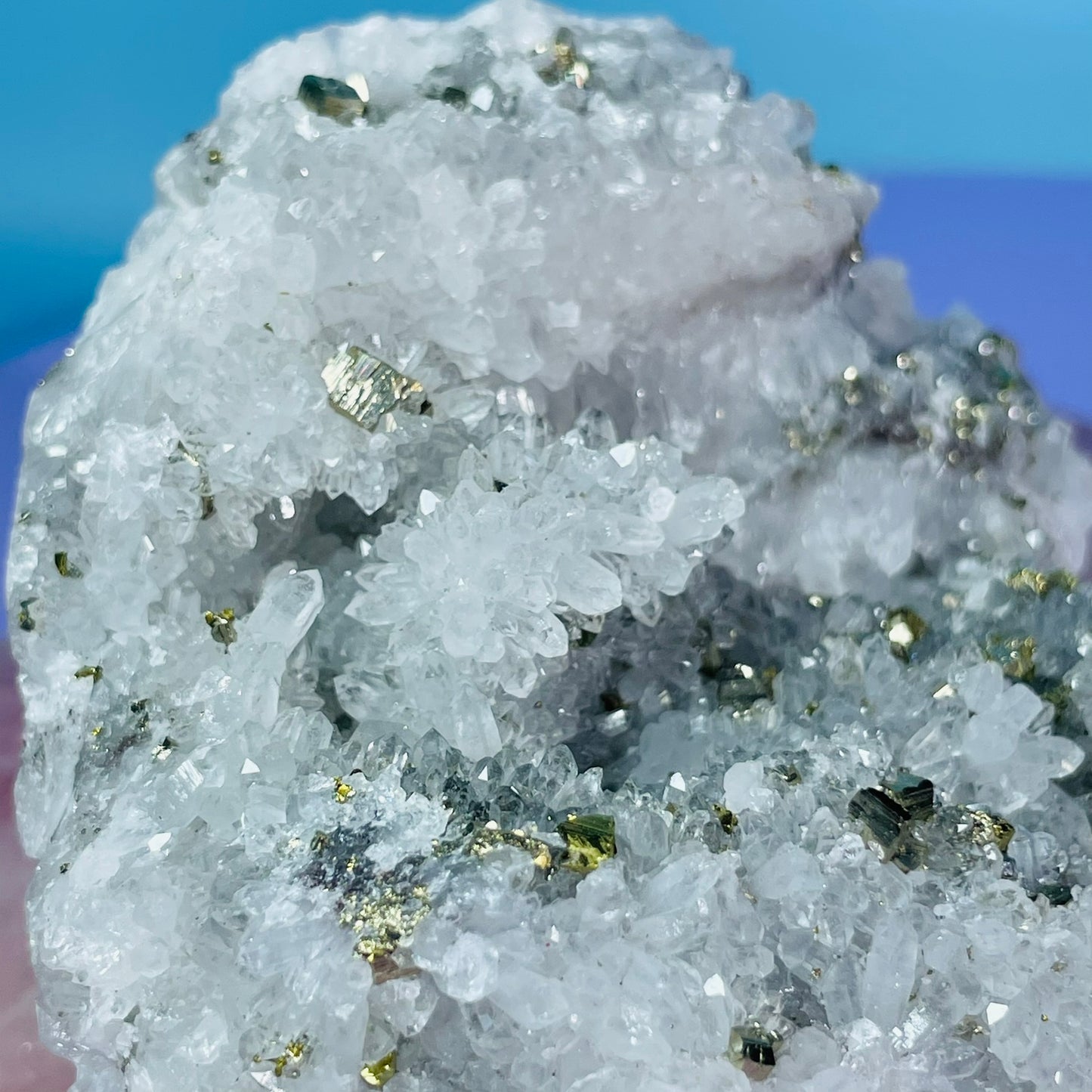 Chrysanthemum  Quartz + Pyrite + Wolframite Medium Cluster Specimen