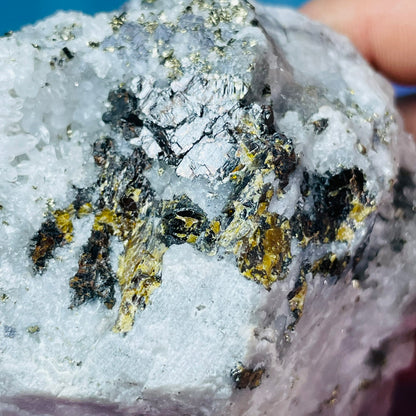 Chrysanthemum  Quartz + Pyrite + Wolframite Medium Cluster Specimen