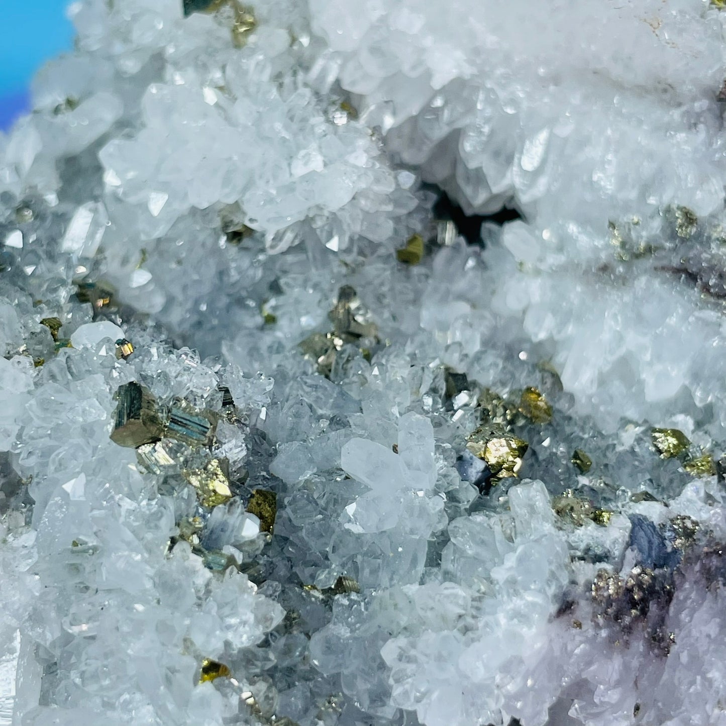 Chrysanthemum  Quartz + Pyrite + Wolframite Medium Cluster Specimen