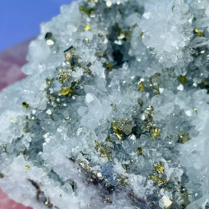 Chrysanthemum  Quartz + Pyrite + Wolframite Medium Cluster Specimen
