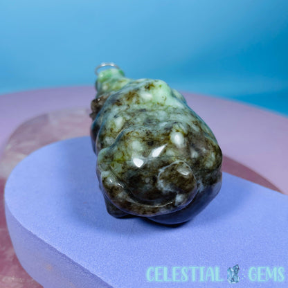 Rare Chinese Jadeite Sitting Bull Medium Carving with Nose Ring