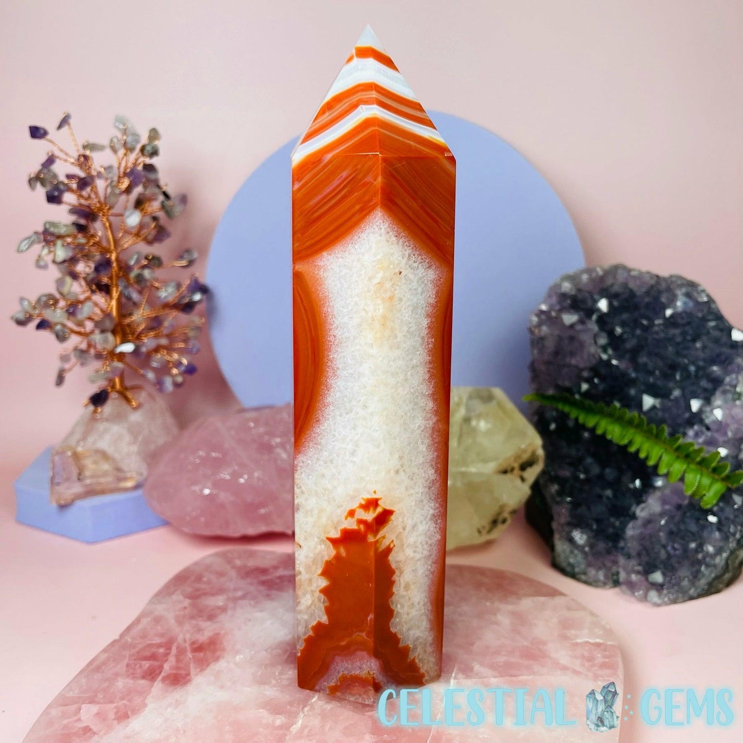 High Quality Banded Carnelian Agate Large Tower C