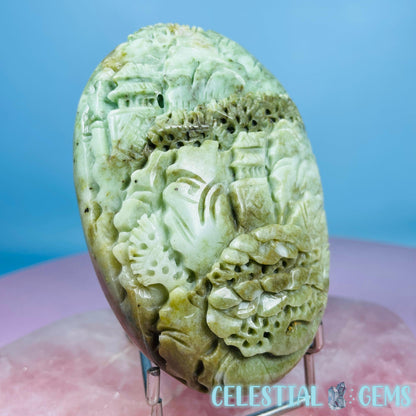 Rare Chinese Jadeite Scenic Landscape Medium Carving