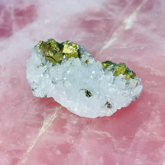Chrysanthemum  Quartz + Pyrite Mini Cluster Specimen