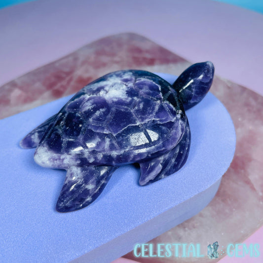 Purple Lepidolite Mica Sea Turtle Medium Carving