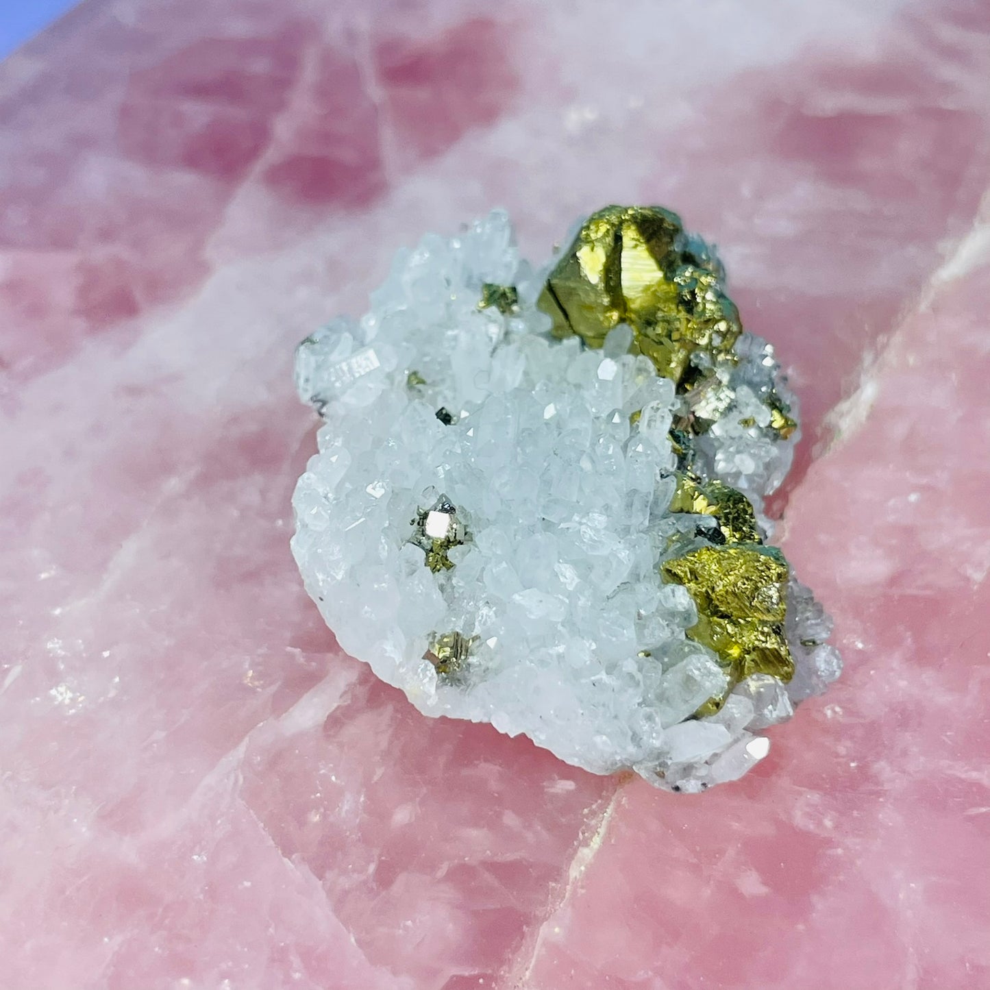 Chrysanthemum  Quartz + Pyrite Mini Cluster Specimen