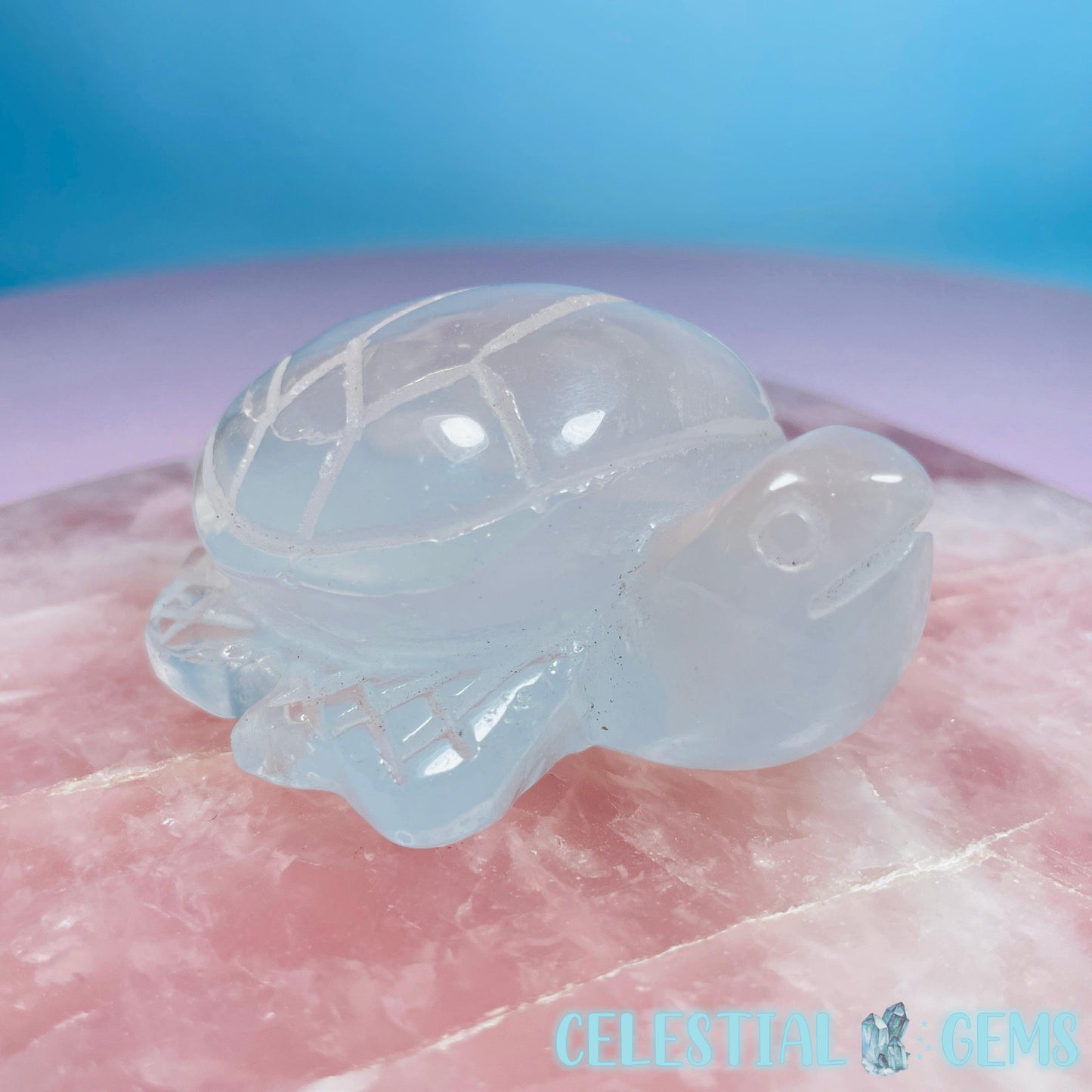 Girasol Clear Quartz Sea Turtle Medium Carving (Video)