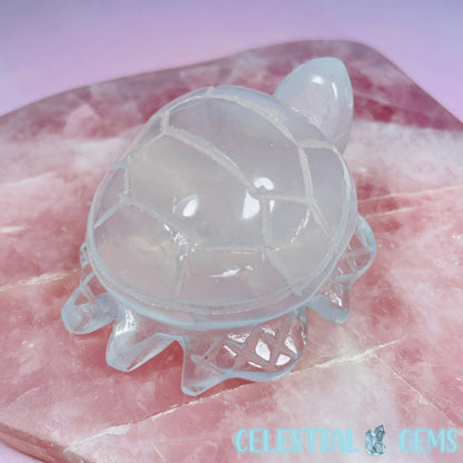 Girasol Clear Quartz Sea Turtle Medium Carving (Video)