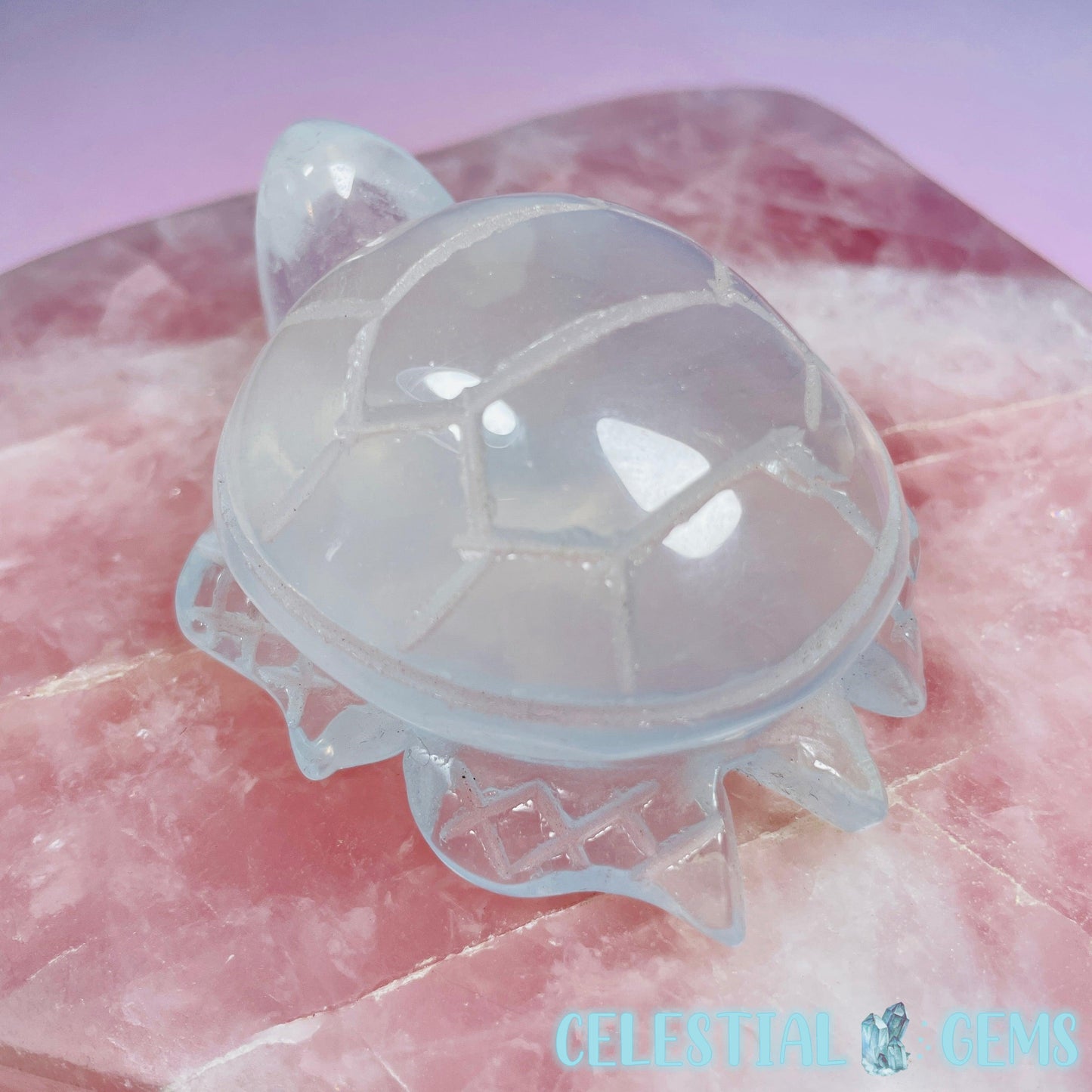 Girasol Clear Quartz Sea Turtle Medium Carving (Video)
