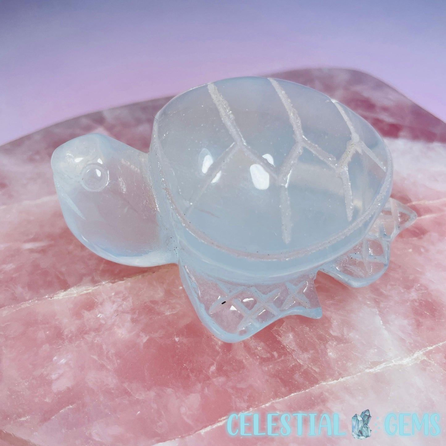 Girasol Clear Quartz Sea Turtle Medium Carving (Video)