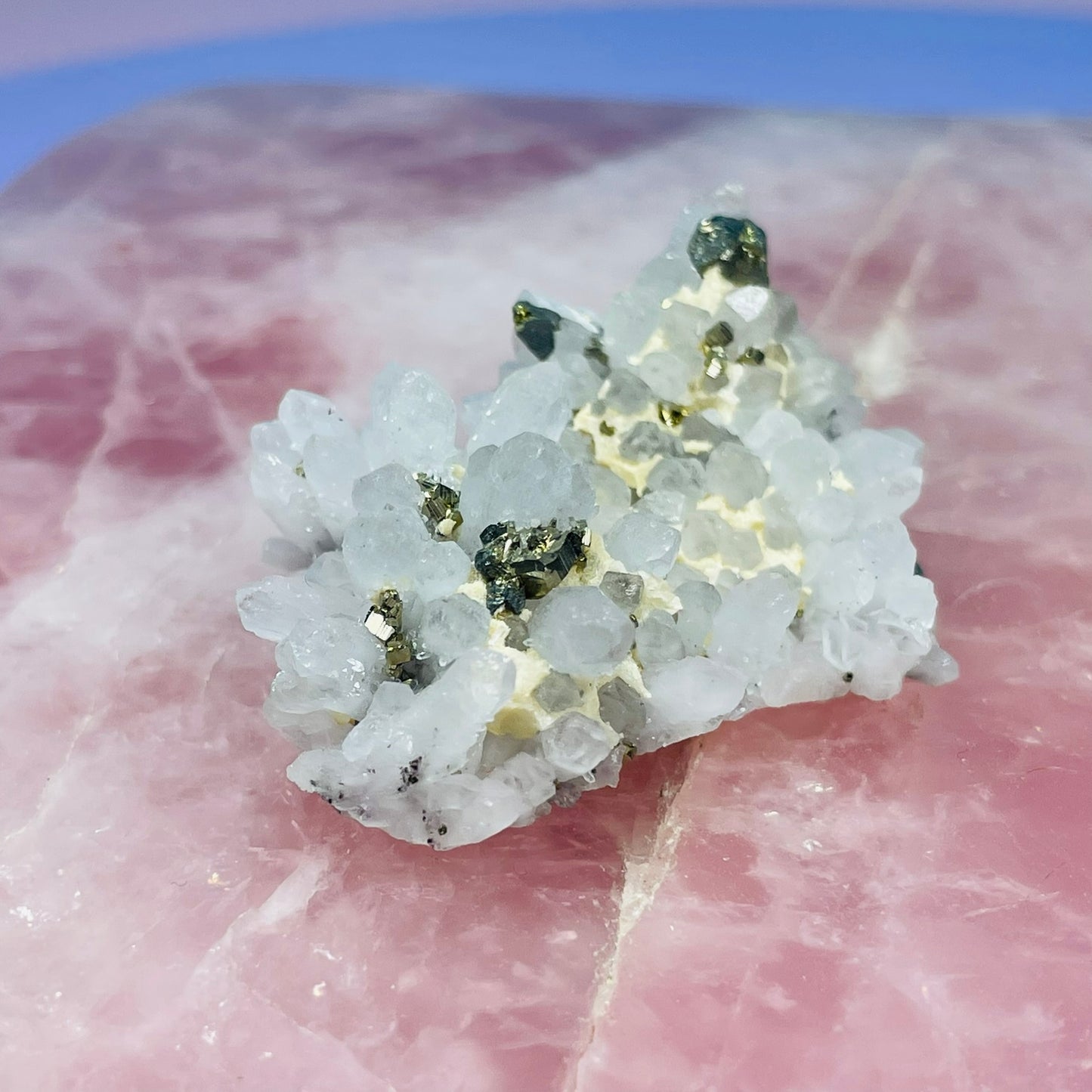 Chrysanthemum Quartz + Pyrite Small Cluster Specimen