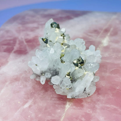 Chrysanthemum Quartz + Pyrite Small Cluster Specimen