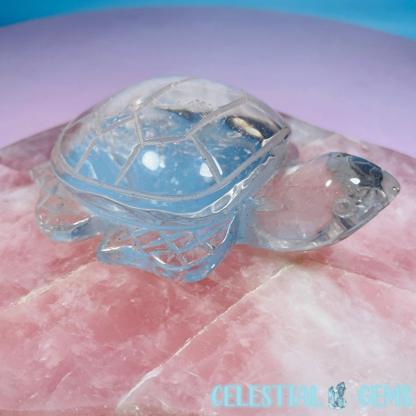 Clear Quartz Sea Turtle Medium Carving (Video)