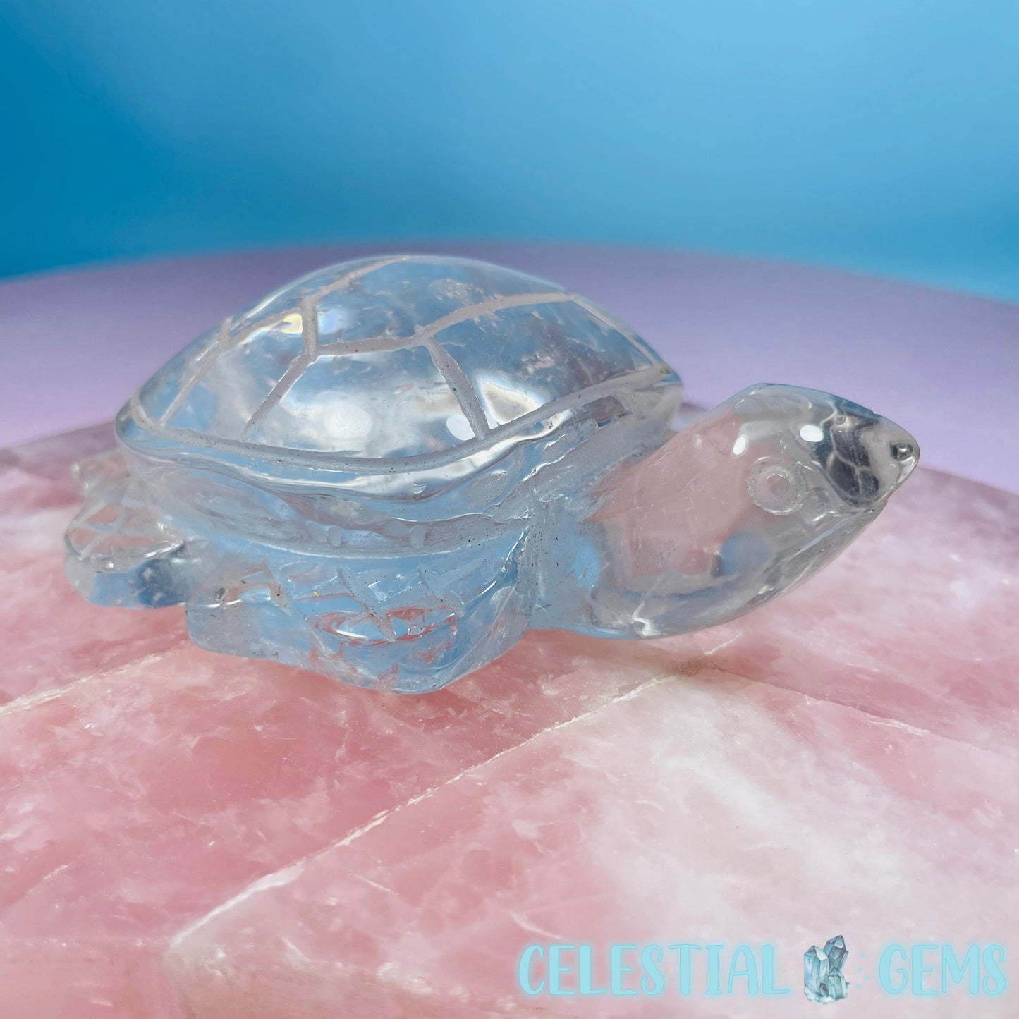Clear Quartz Sea Turtle Medium Carving (Video)