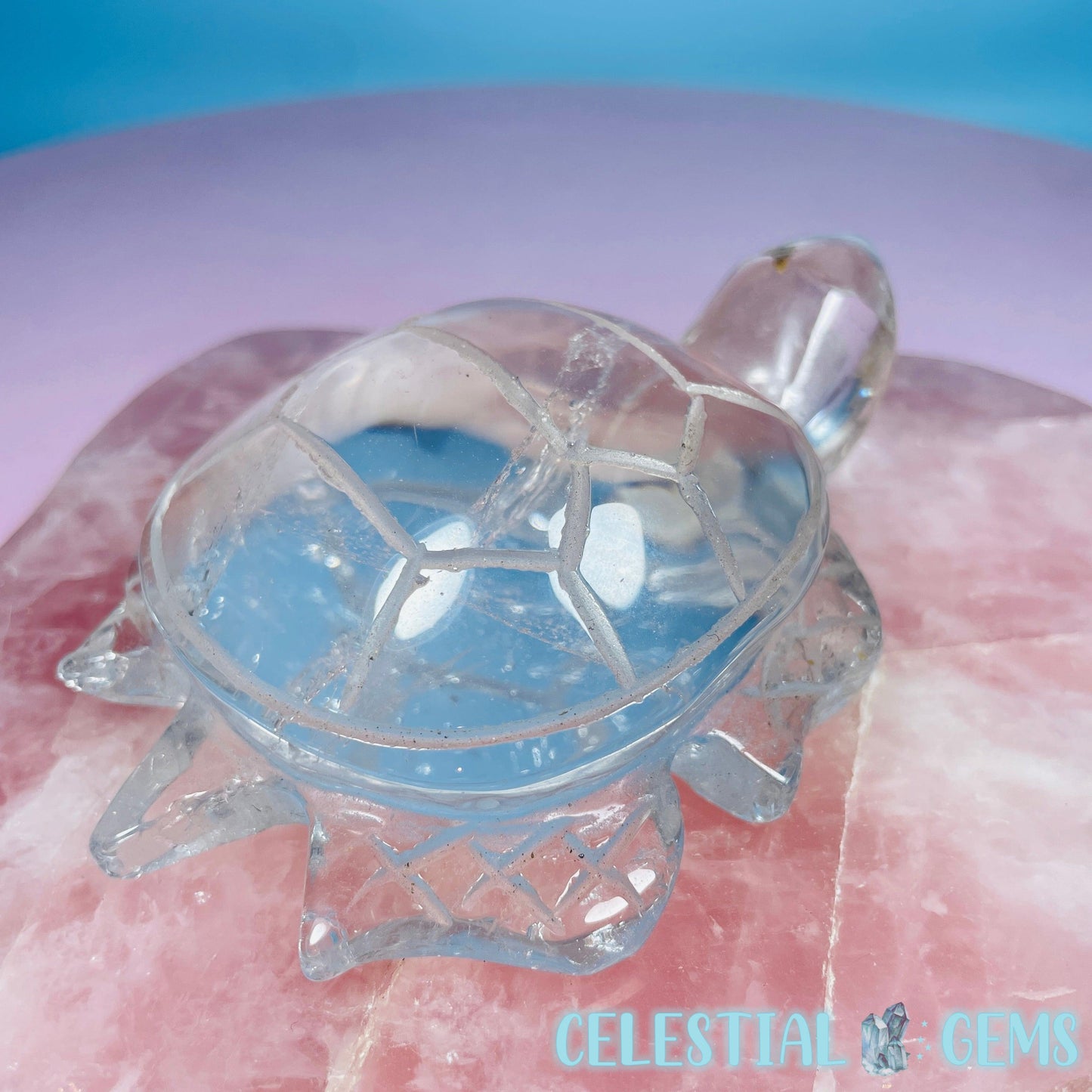 Clear Quartz Sea Turtle Medium Carving (Video)